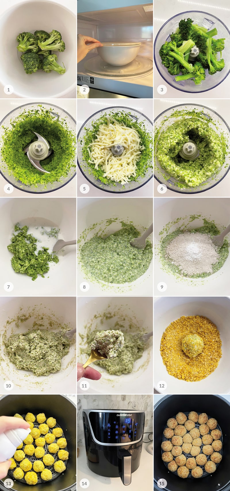 Brokolicove syrové guličky z teplovzdušnej fritézy foto postup