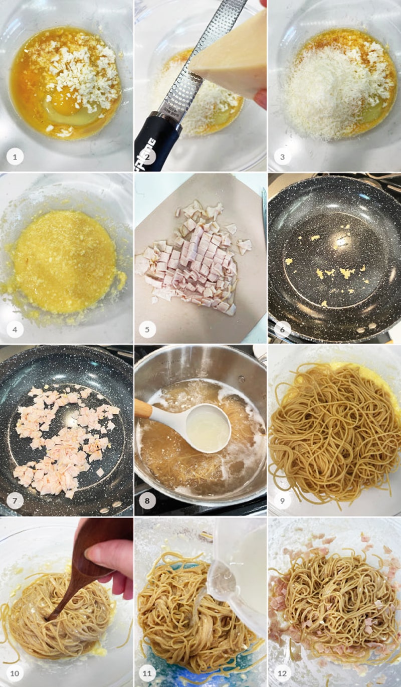 Zdravé špagety Carbonara - recept foto postup